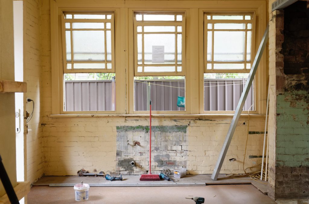 Brick interior of home or apartment that is under renovation