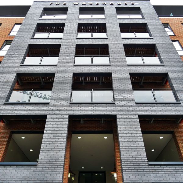 exterior of brick apartment complex