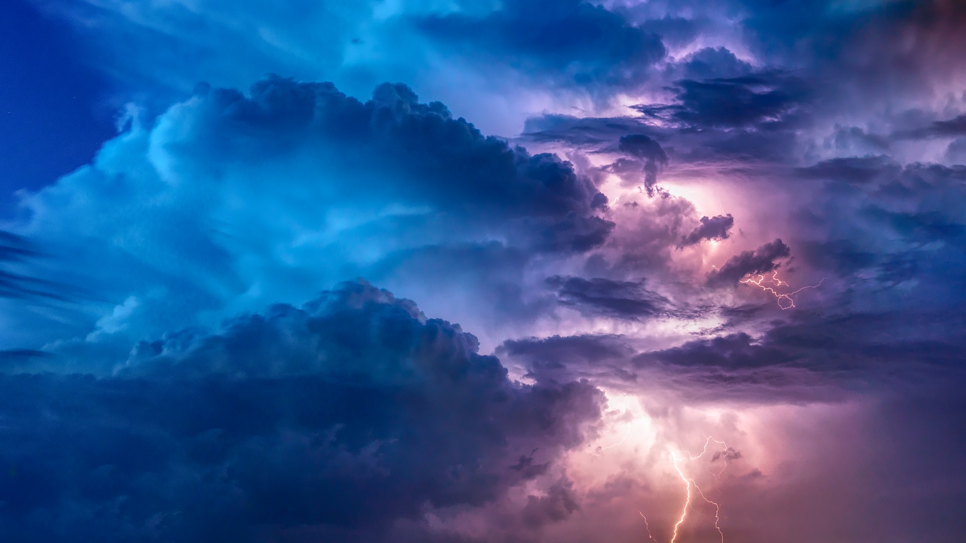 dark, ominous clouds and lightning