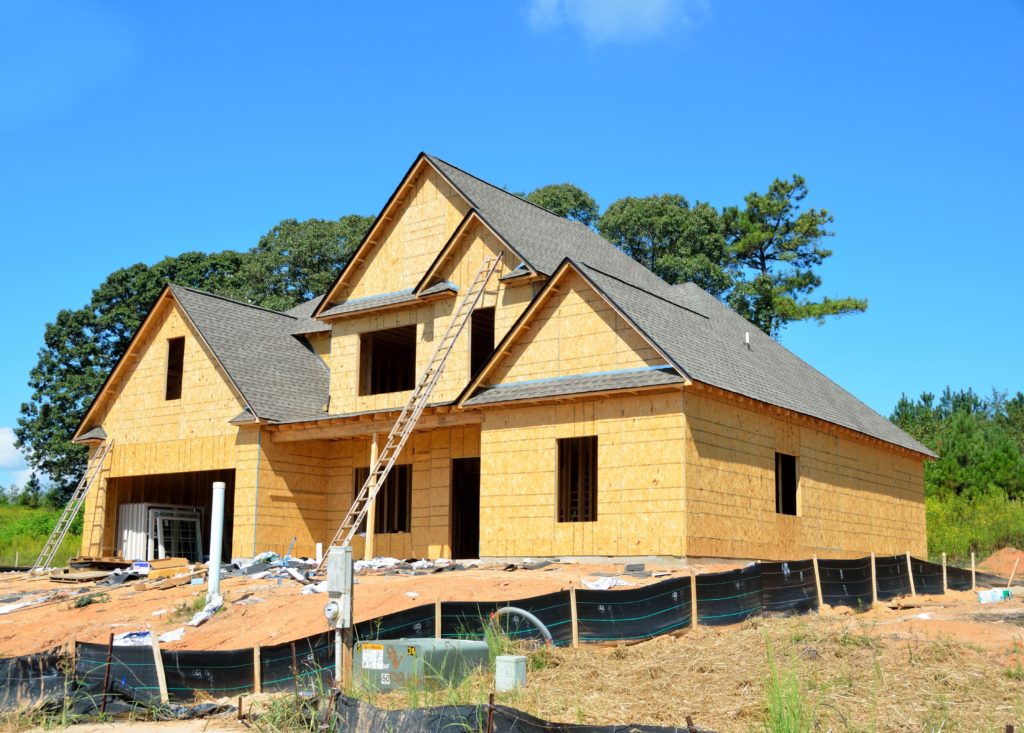 custom home being built, in beginning stages