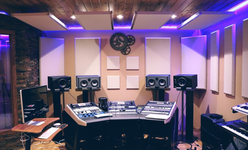 professional music and recording studio in basement