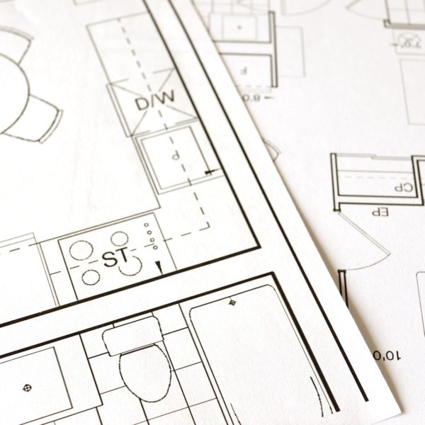 black and white architectural plans for a commercial property