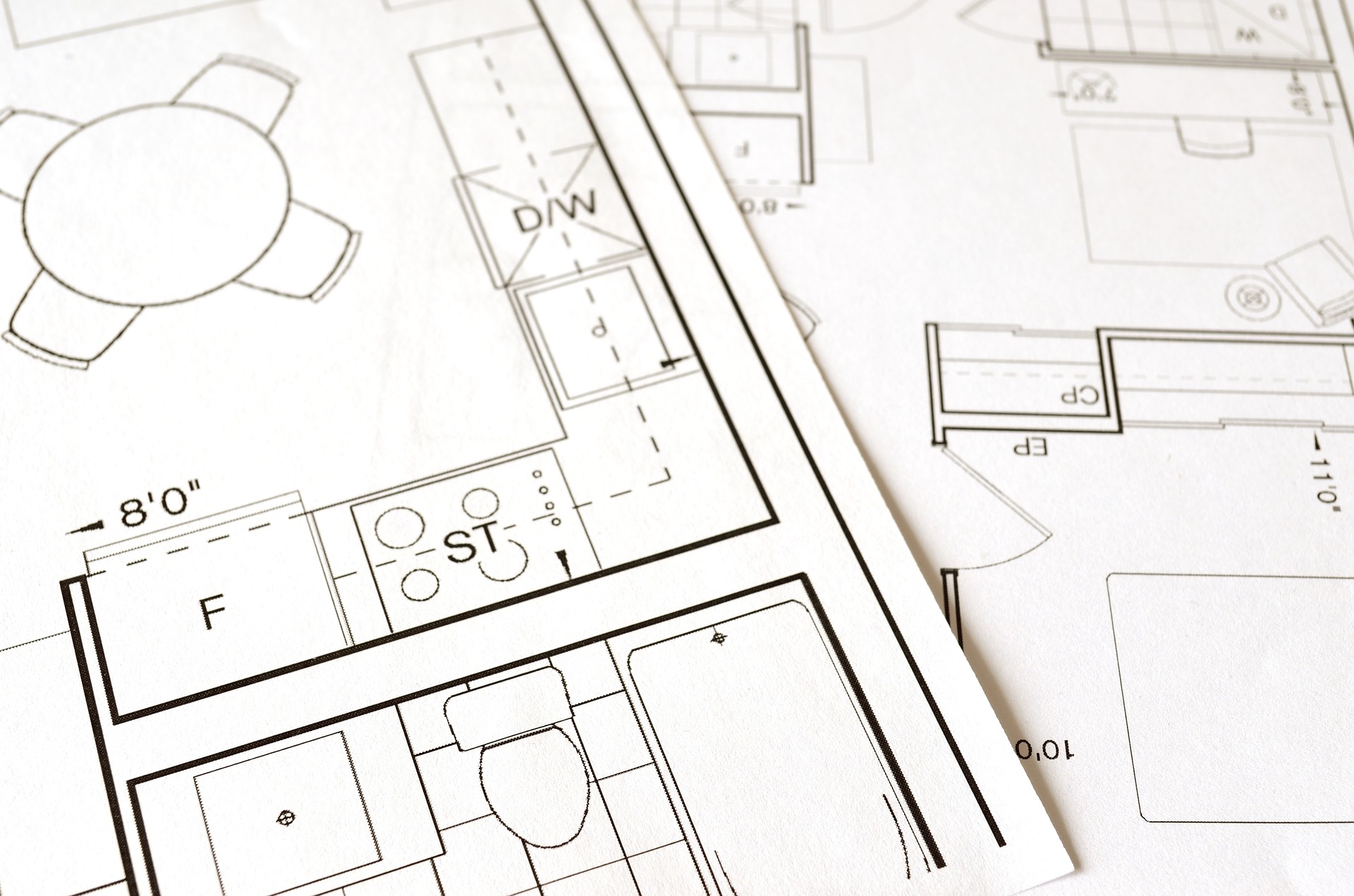 black and white architectural plans for a commercial property