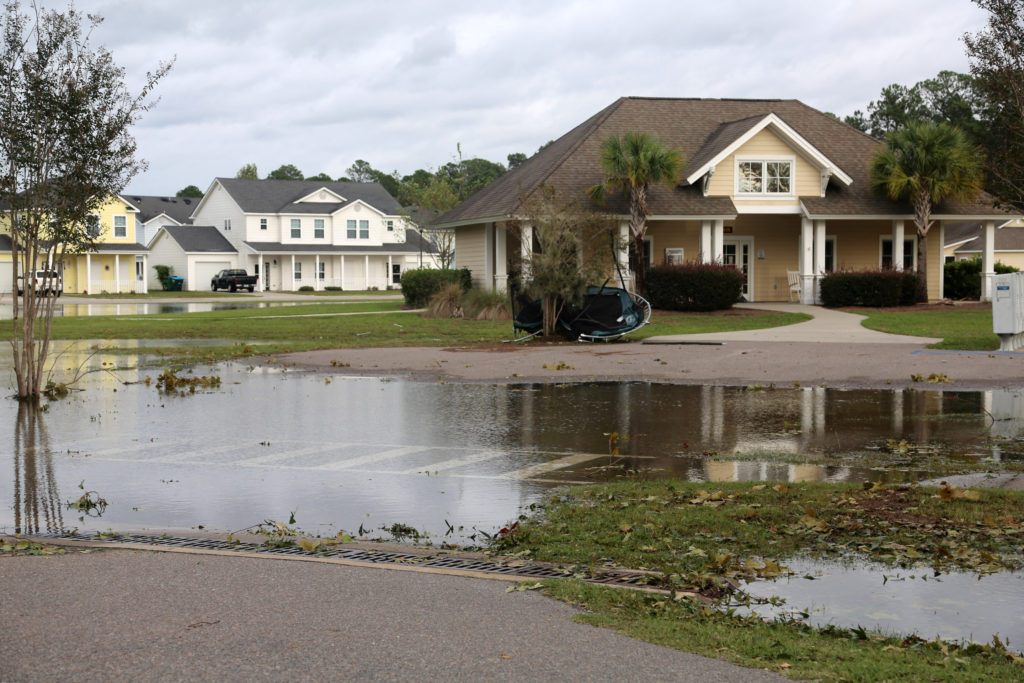 neighborhood with flooded streets