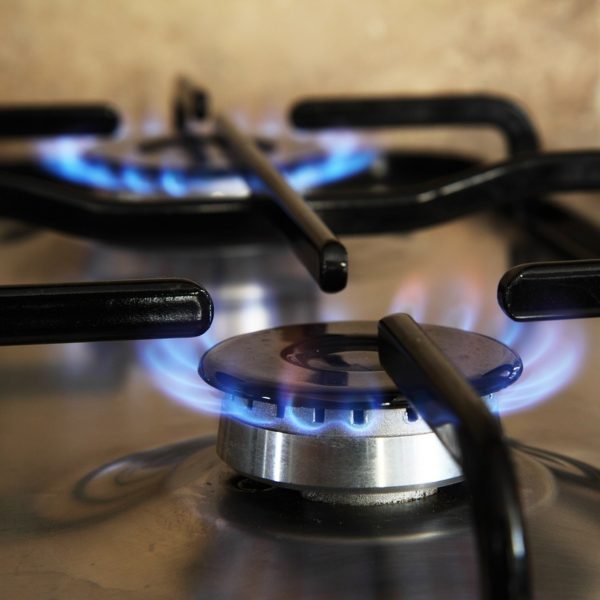 Gas burners on a stove