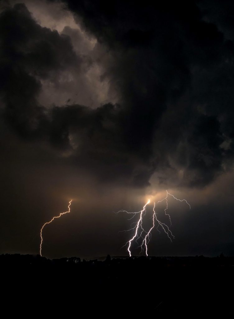 sky with clouds and lightning storm in Nashville. TN